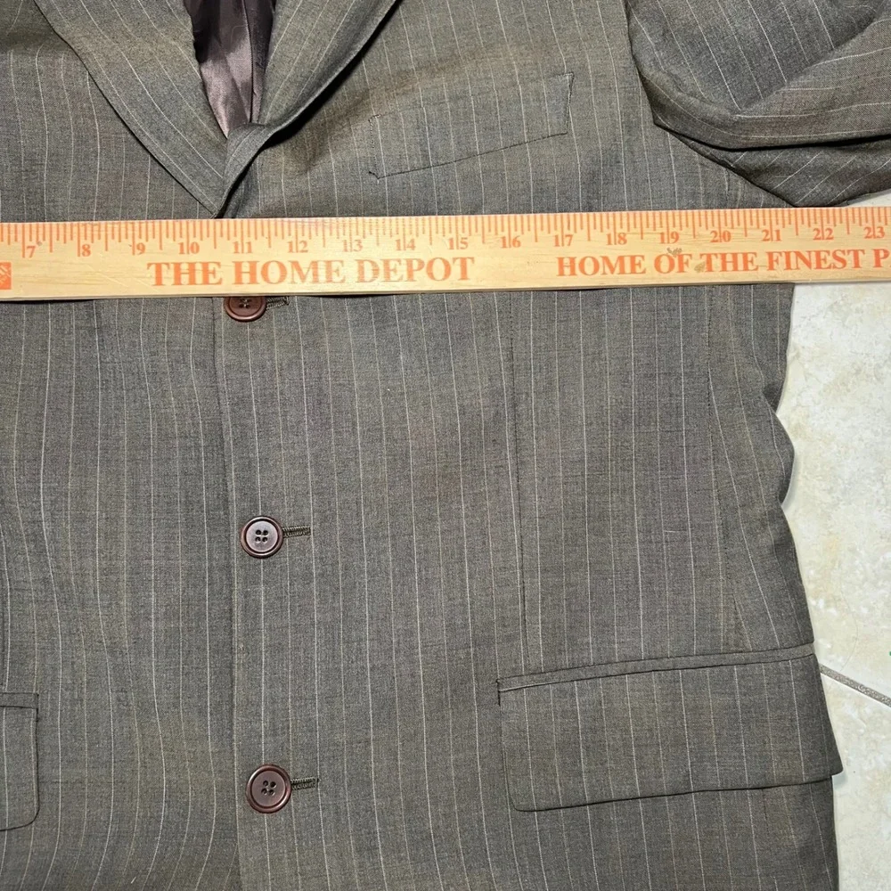 ADOLFO Made in Italy Mens 40R Pinstripe‎ Wool Super 120s Blazer Brown